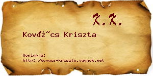 Kovács Kriszta névjegykártya